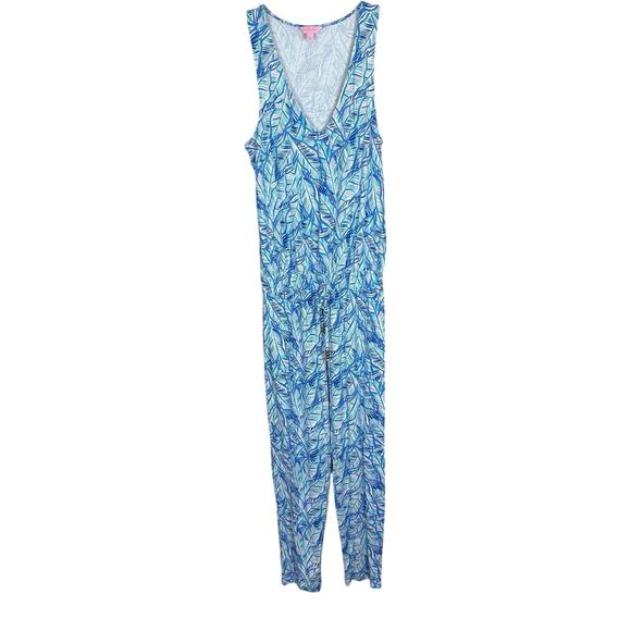 Lilly Pulitzer Paulina Jumpsuit Multi Bennet Blue Let’s Mango S - Picture 2 of 5